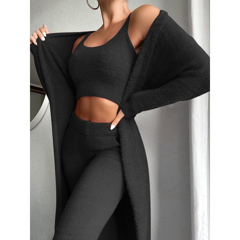 Plüsch Anzug Damen - Luxuriöses V-Neck Weste & Hose Loungewear Set