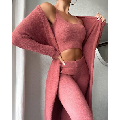 Plüsch Anzug Damen - Luxuriöses V-Neck Weste & Hose Loungewear Set
