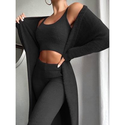 Plüsch Anzug Damen - Luxuriöses V-Neck Weste & Hose Loungewear Set