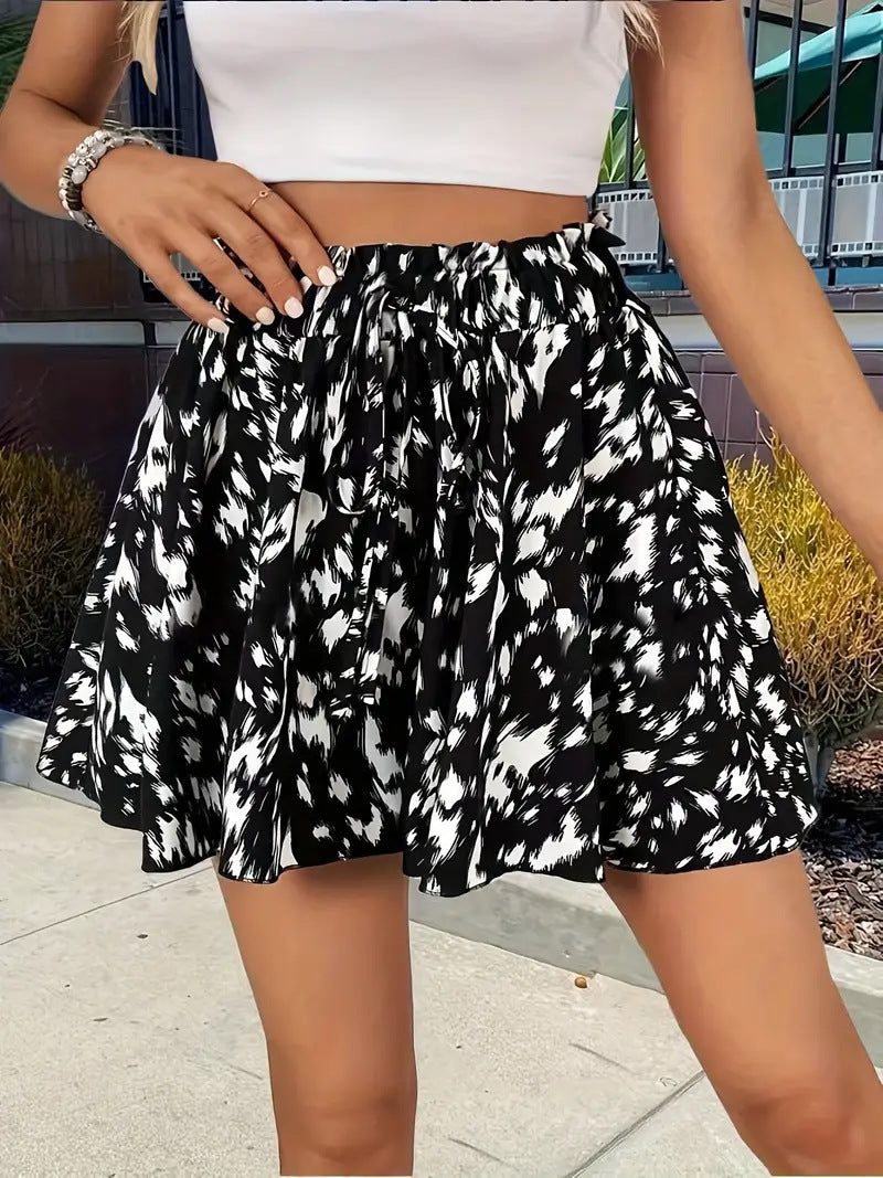 Sommer Shorts Damen - Blumenmuster Print mit Elastikbund